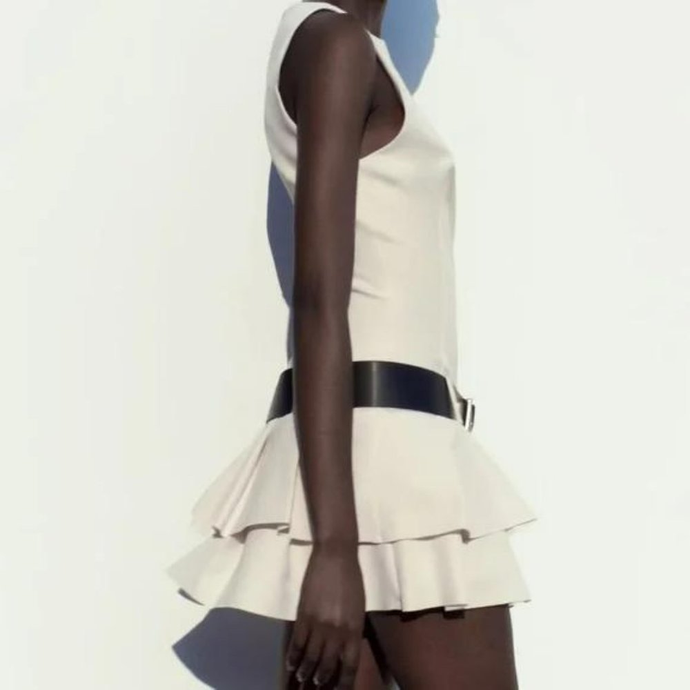 ZARA BELTED BOX PLEAT JUMPSUIT DRESS - Picture 4 of 9